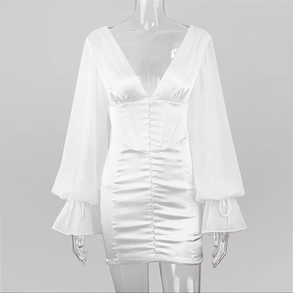 While silk mini dress